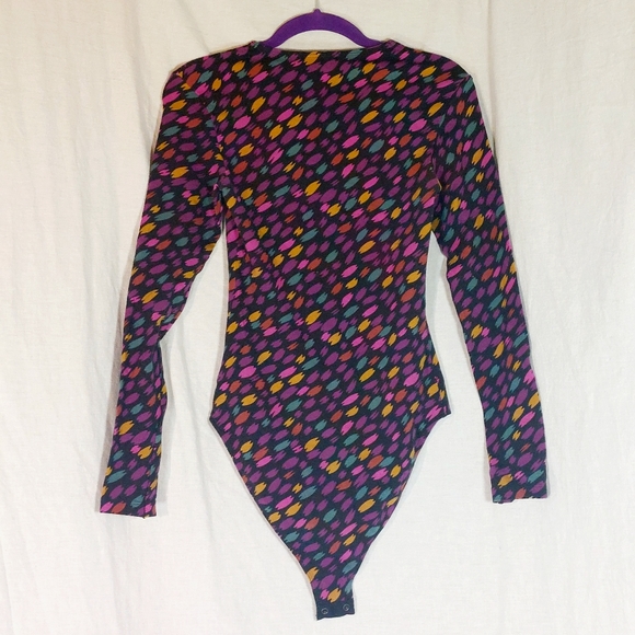 American Apparel printed black long-sleeved bodysuit, M, NWOT - Picture 2 of 6